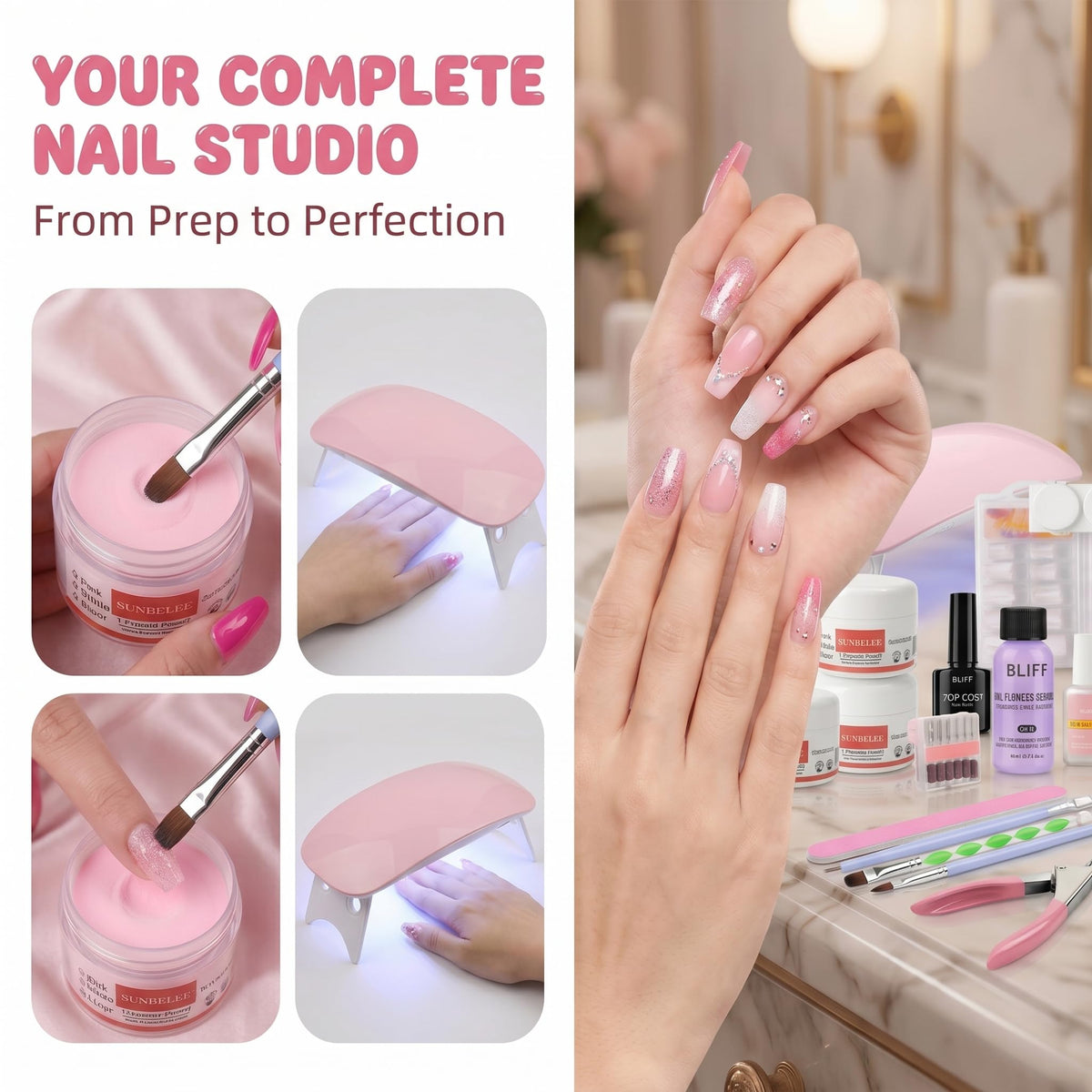 BLIFF adjustable nail drill with multiple bits for precise shaping