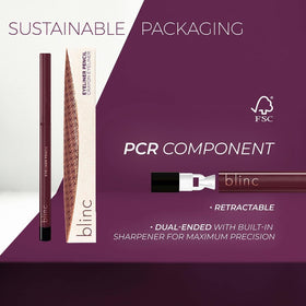 blinc eyeliner pencil dual-ended design highlighting retractable tip and sharpener