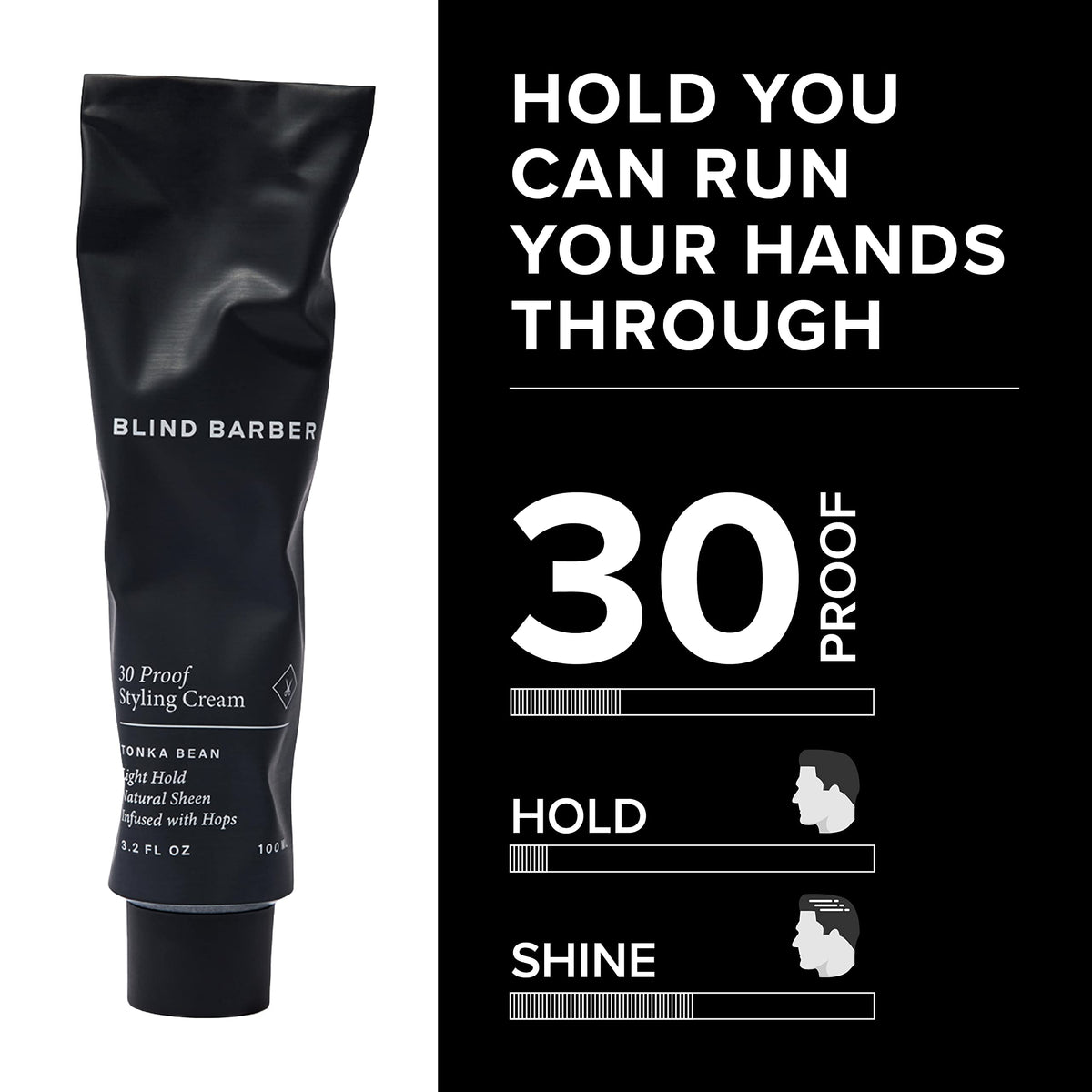 Blind Barber applying cream to hair with fingers for natural hold