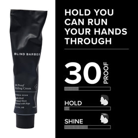 Blind Barber applying cream to hair with fingers for natural hold