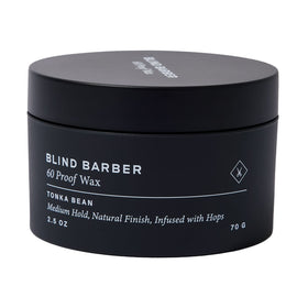 Blind Barber front jar view showing compact 2.5 oz packaging and clear branding benefit portability