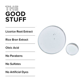 Blind Barber ingredients label highlighting rice bran and licorice extracts