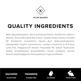 Blind Barber elixBoost label close-up of ingredient list, assures transparency and quality