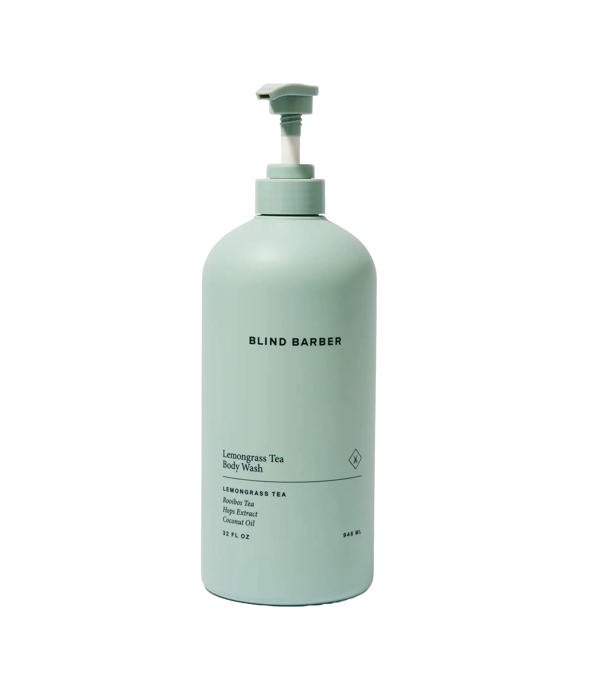Blind Barber bottle front packaging showing lemongrass tea label and crisp scent benefits