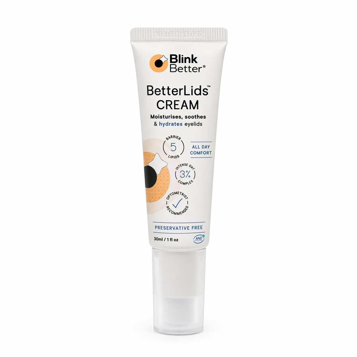 BlinkBetter front packaging showing product name and 1 fl oz size for clear identification and benefit