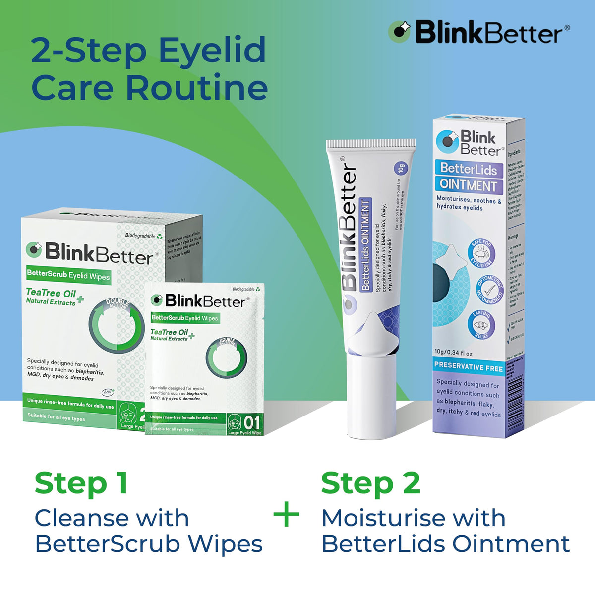 BlinkBetter wipes on bathroom vanity in lifestyle scene suggesting daily routine comfort