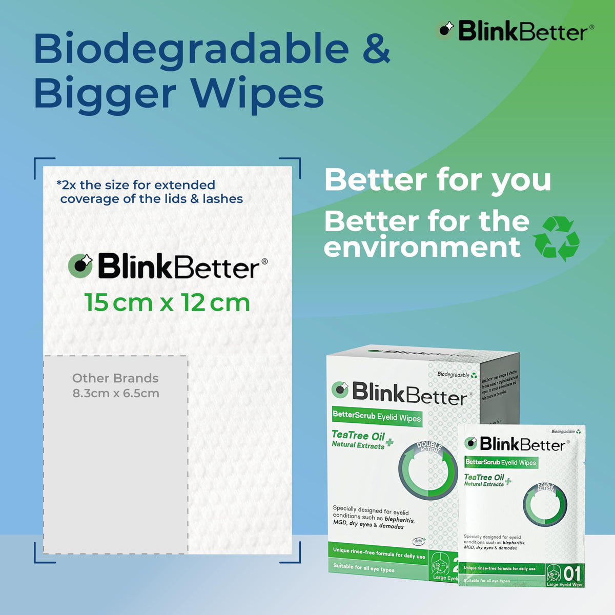 BlinkBetter open tub with stacked wipes showing moistened wipes ready for use and convenience