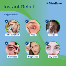 BlinkBetter wipe in use gently cleansing eyelid and removing debris for soothing relief