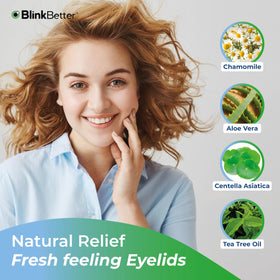 BlinkBetter wipes in hand showing individual wipe size and pack scale for portability