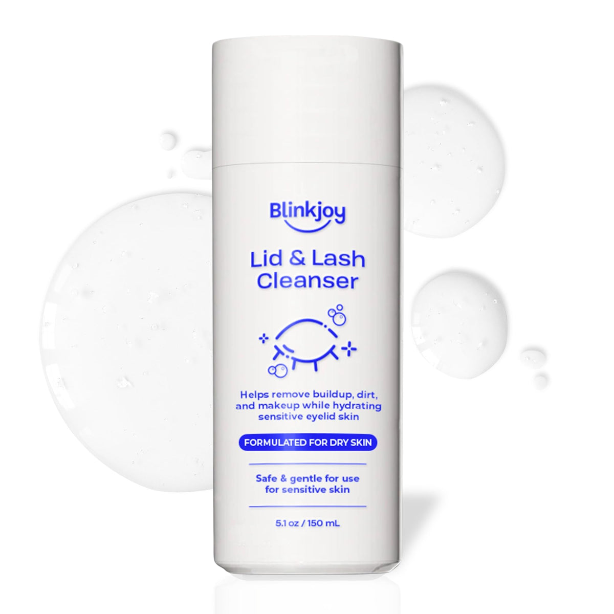 Blinkjoy front packaging showing bottle and clear branding; calming daily hygiene benefit