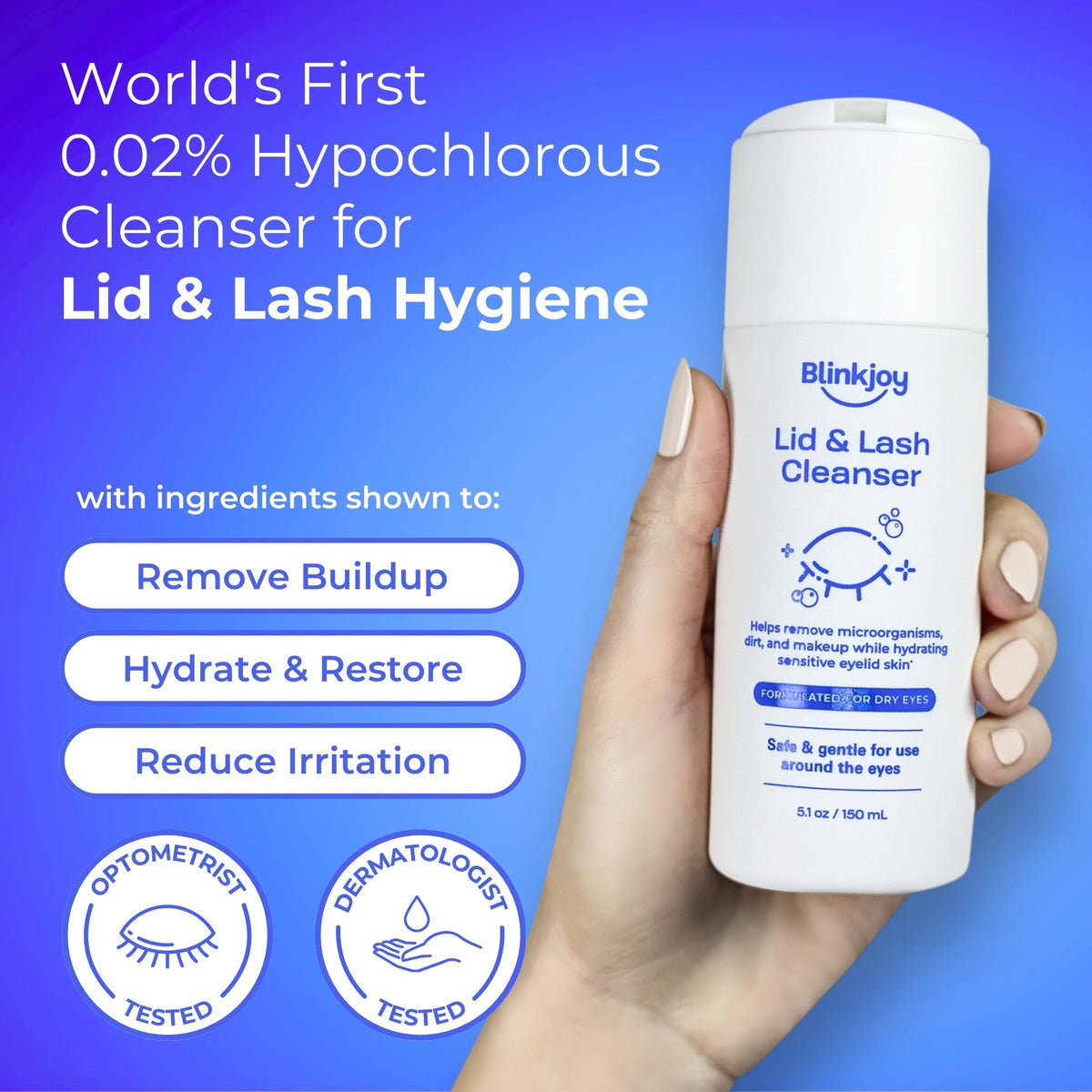 Blinkjoy texture close-up illustrating creamy gel consistency and gentle spreadability benefit