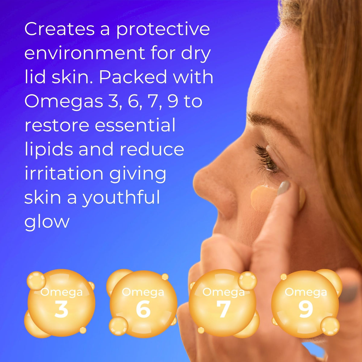 Blinkjoy applying balm with fingertip for precise delicate eye care