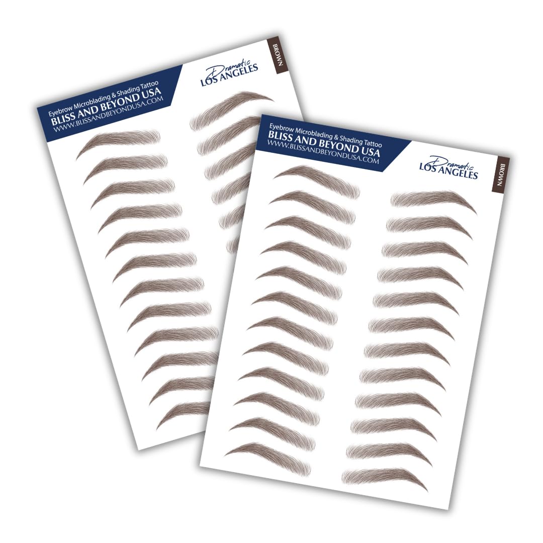 Bliss and Beyond USA front packaging showing two eyebrow sheets and benefits