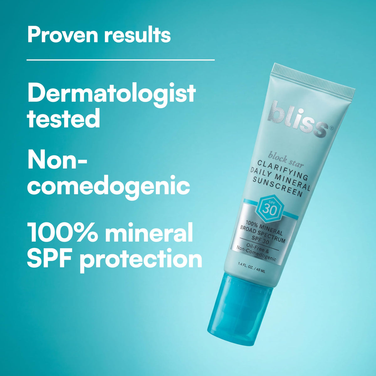Bliss product with a visual nod to salicylic acid highlighting pore care benefit