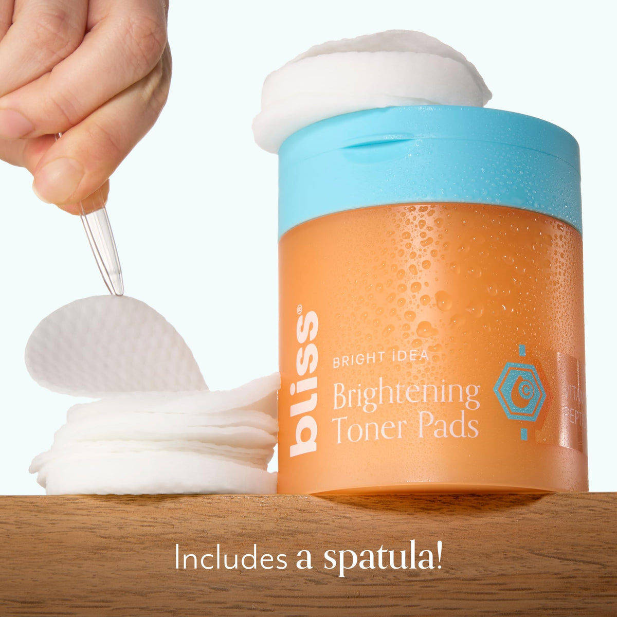 bliss ingredient callout with vitamin c visuals emphasizing antioxidant brightening support