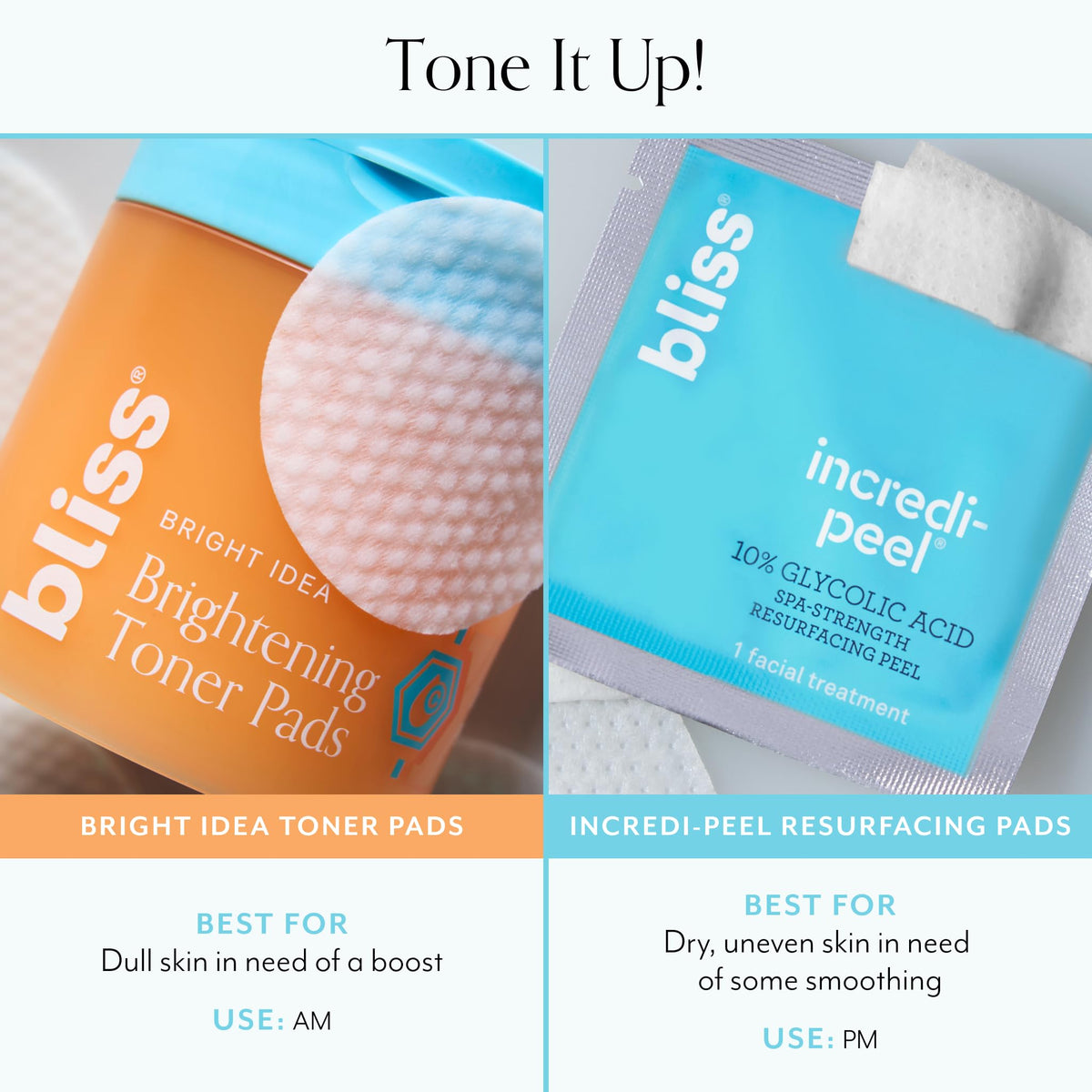 bliss pad pressed on cheek as sheet mask for targeted brightening and hydrating boost
