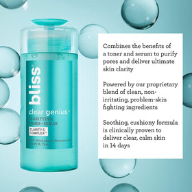 bliss close-up label displaying Clarity 5 Complex ingredient list