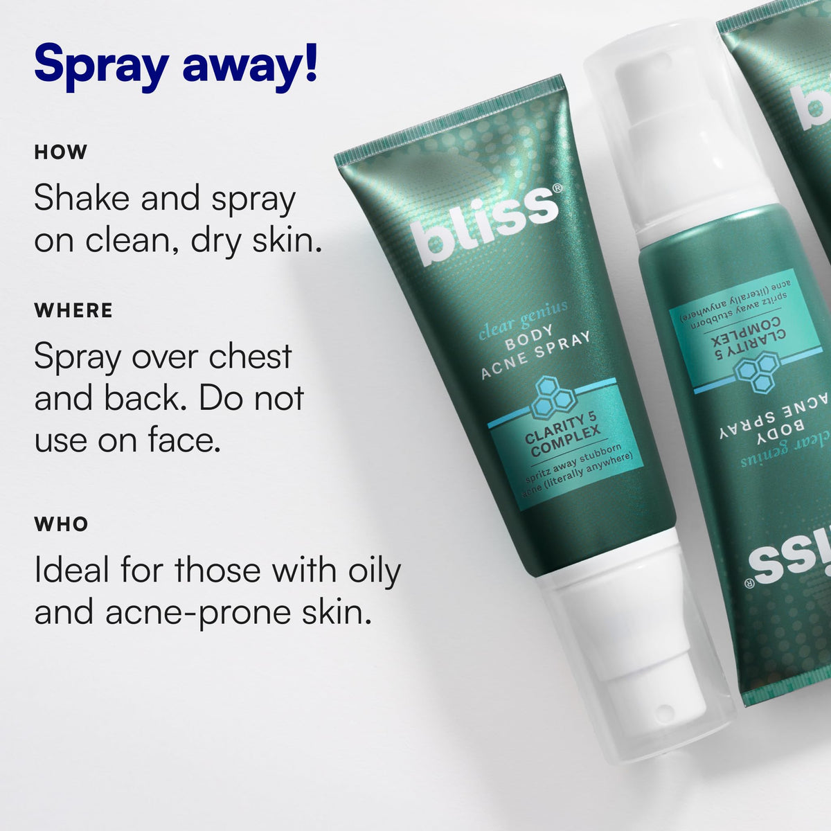 Bliss mist being applied to a back demonstrating easy post-workout use