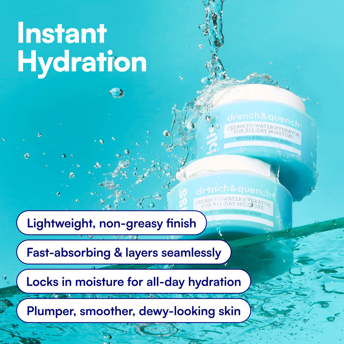 Bliss applying cream on hand demonstrating lightweight hydration benefit