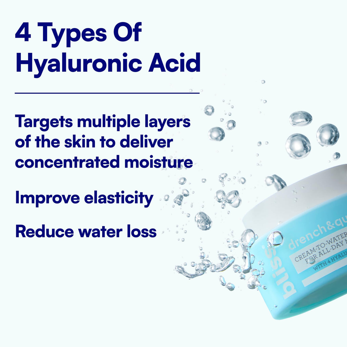 Bliss close-up hyaluronic graphic illustrating multi-depth hydration benefit