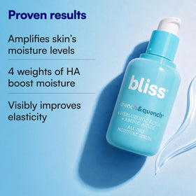 Bliss bottle in hand showing 1 fl oz scale and travel-friendly benefit