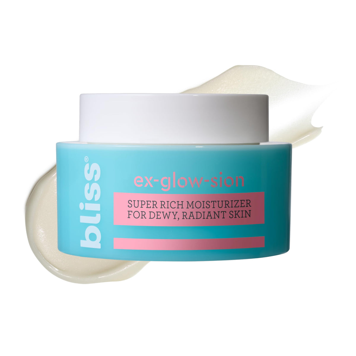 Bliss jar front view showing product packaging and immediate glow benefits