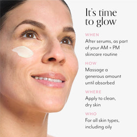 Bliss product with vitamin C and squalane ingredients highlighting brightening benefit