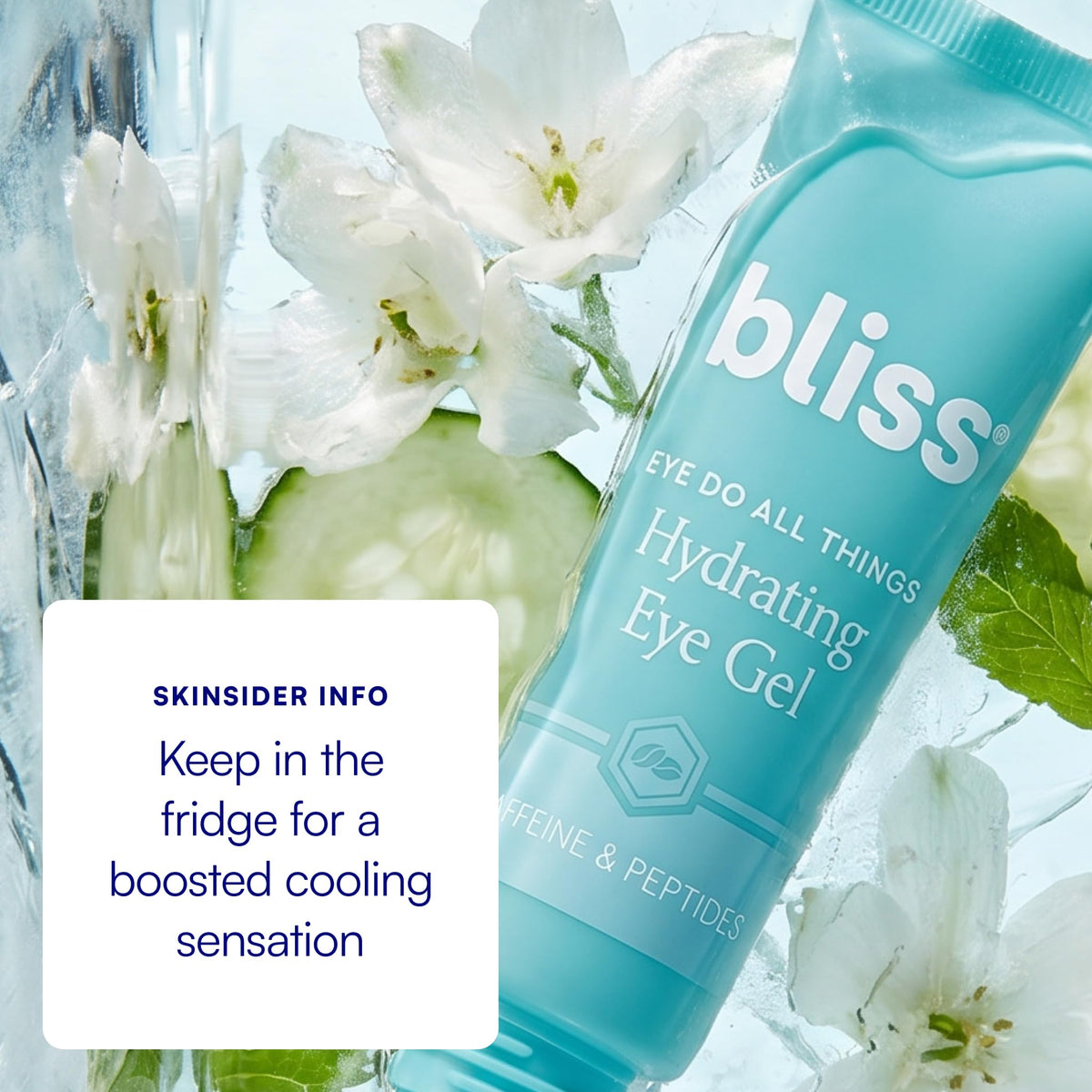 Bliss eye gel on bathroom vanity set for an energized morning routine