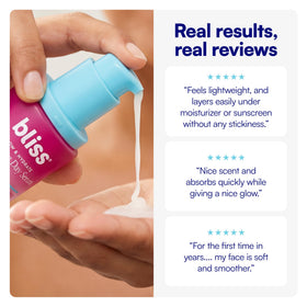 Bliss serum on vanity during morning skincare routine for layering