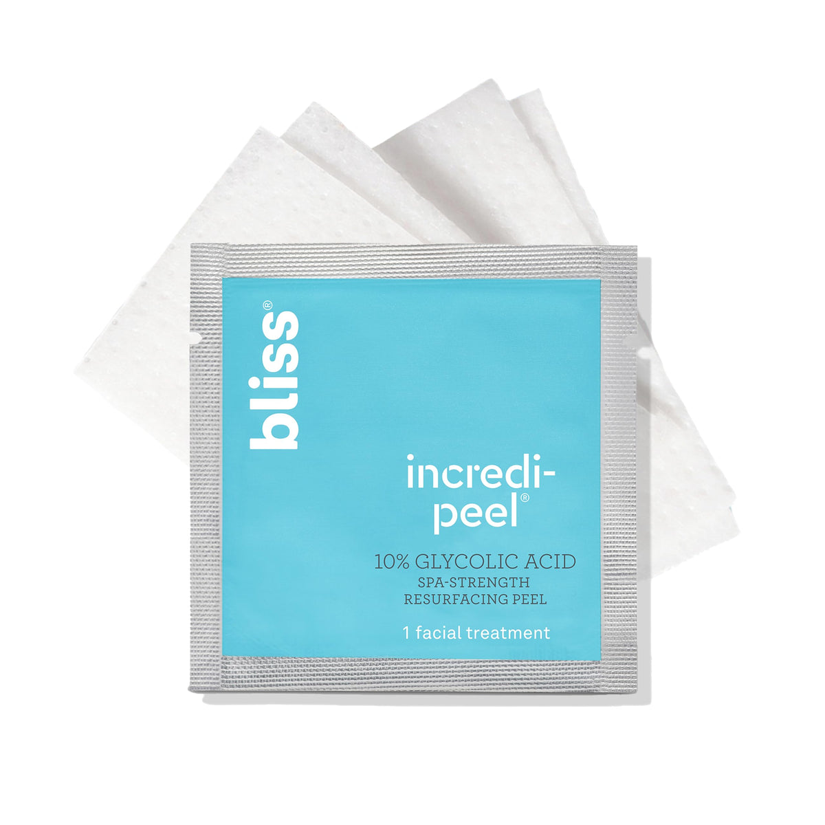 Bliss front packaging showing compact travel-friendly peel pads and benefits
