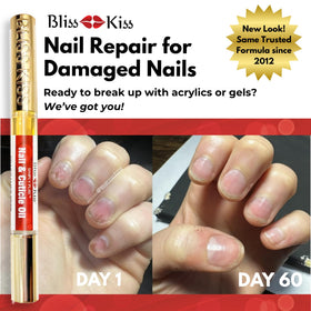 Bliss Kiss before and after nails showing improved appearance and reduced peeling