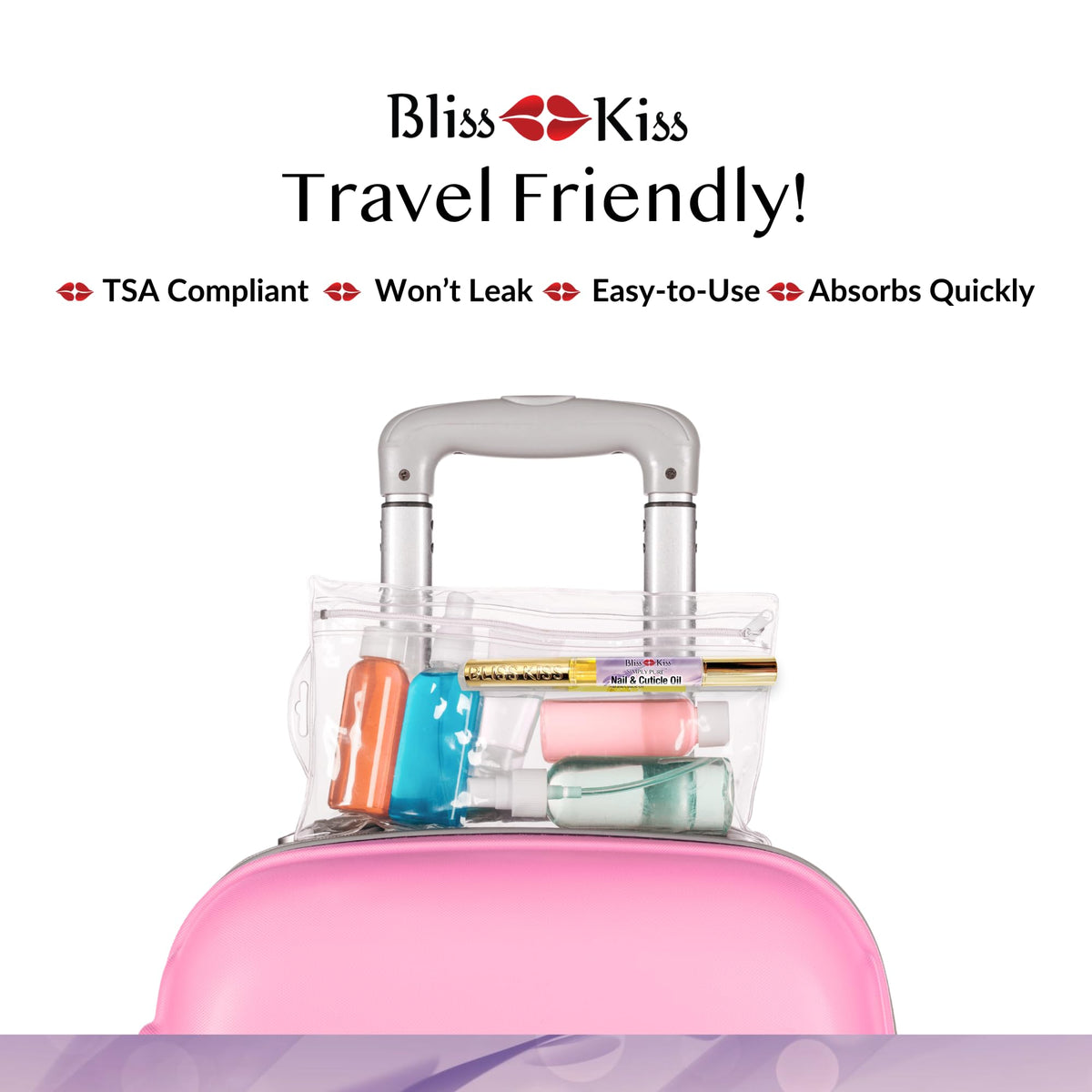 Bliss Kiss applying oil to cuticle to soften skin and hydrate nails quickly