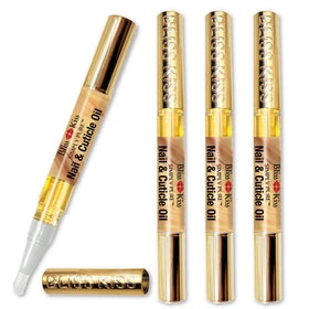Bliss Kiss front packaging showing four vanilla-scented cuticle oil pens for easy travel