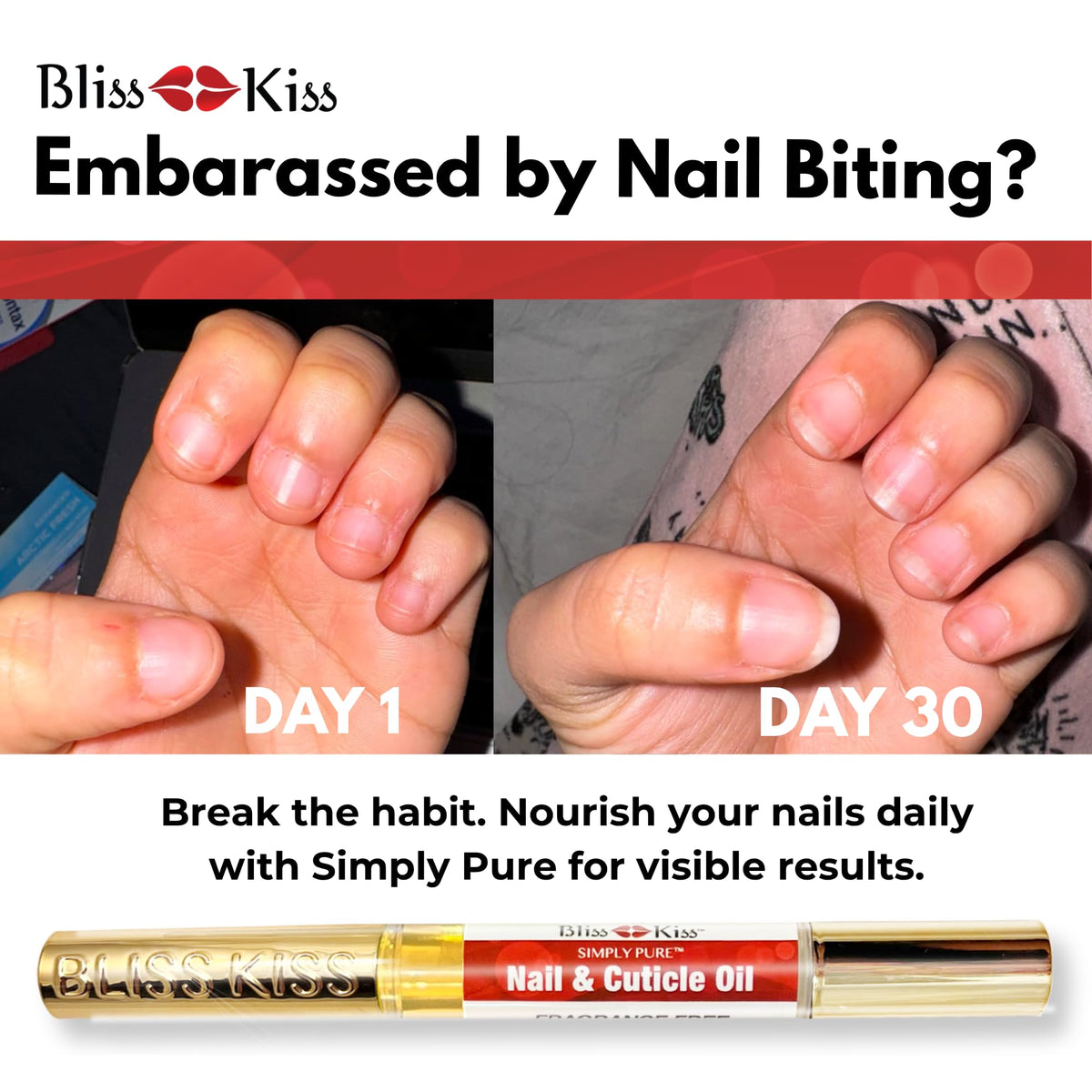 Bliss Kiss pen tip close-up for precise, mess-free cuticle application