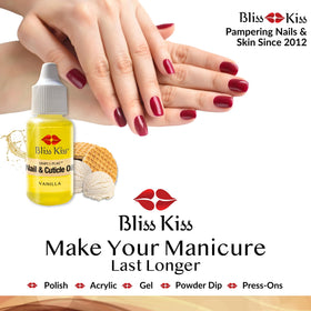 Bliss Kiss pen in hand application massaging cuticle for stronger, healthier nails