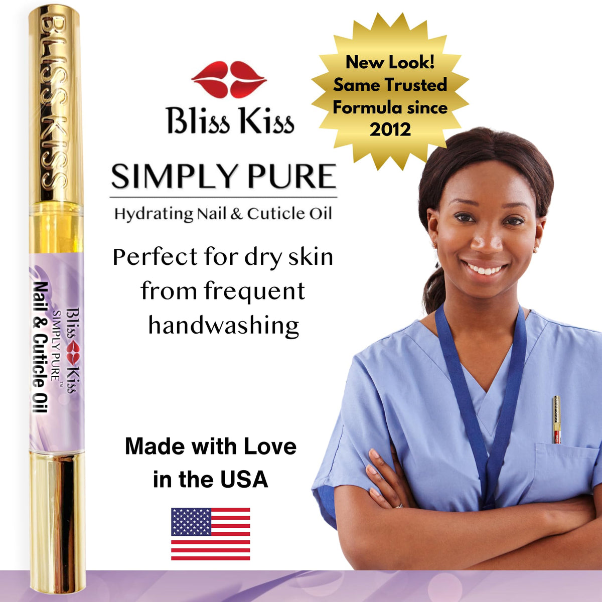 Bliss Kiss pen tucked in a purse illustrating TSA-friendly travel convenience