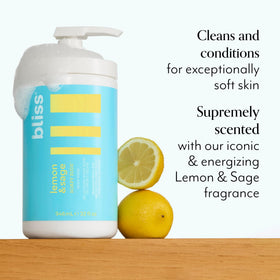 Gel texture of Bliss Soapy Suds on hand demonstrating silky lather and moisturizing feel