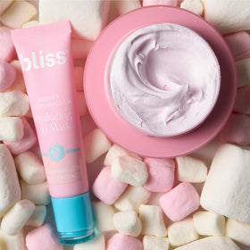 Bliss Mighty Marshmallow beside shea butter highlighting nourishing emollients