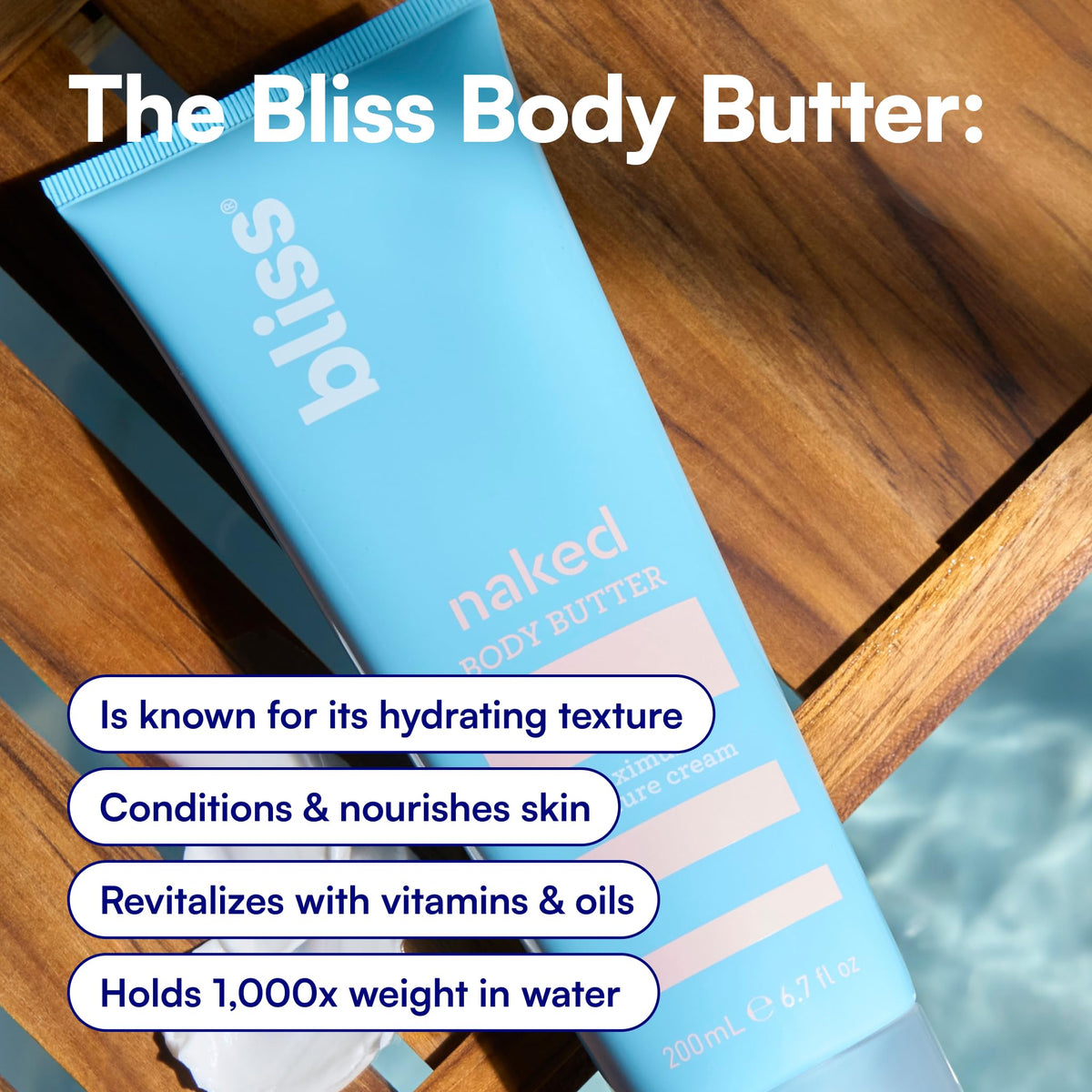 Bliss shea butter and coconut oil ingredients highlighting deep hydration