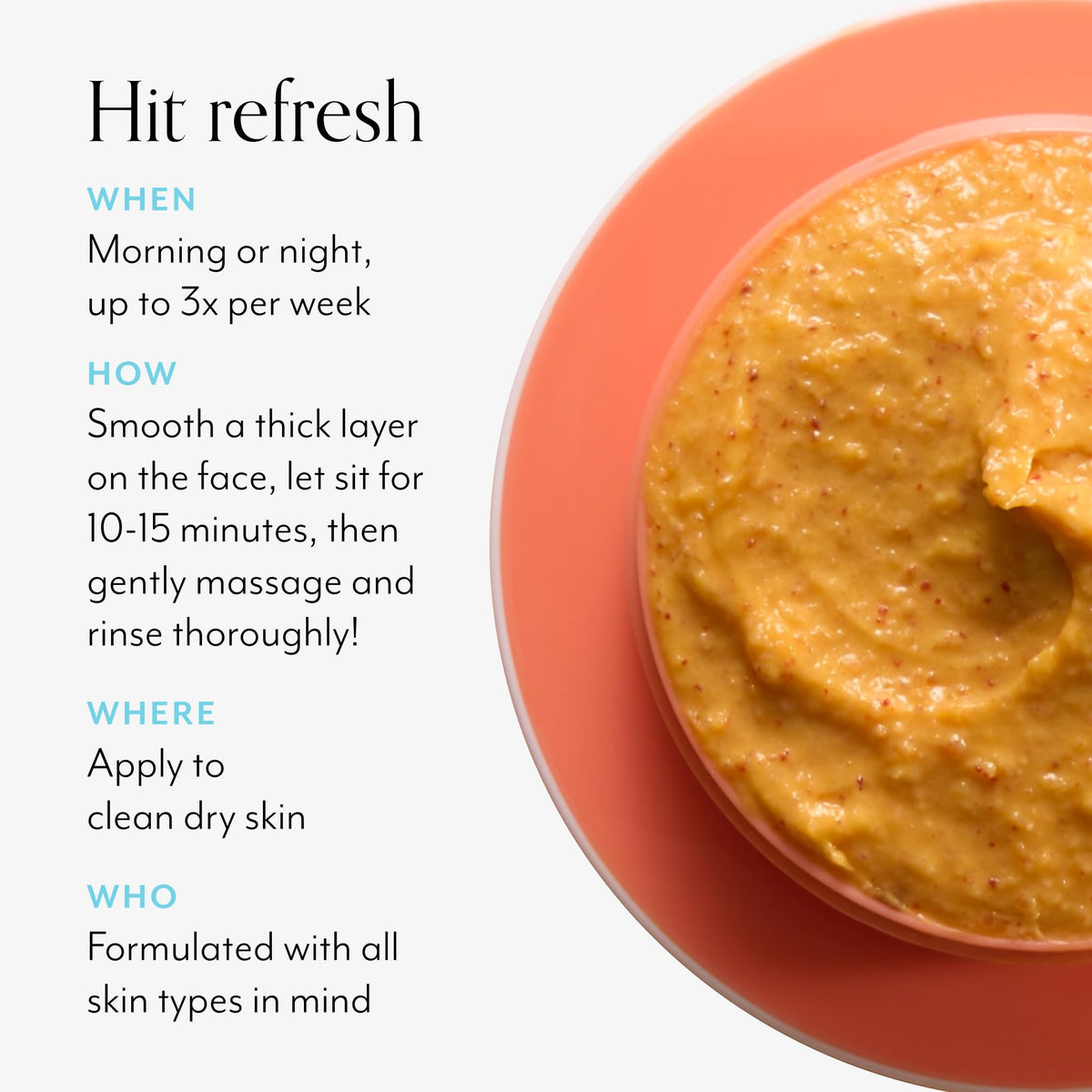 Bliss mask applied to skin by hand demonstrating easy spread and coverage