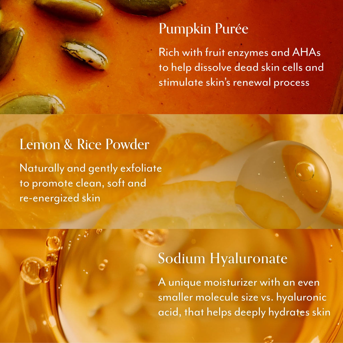 Bliss pumpkin mask texture close-up illustrating creamy exfoliating texture