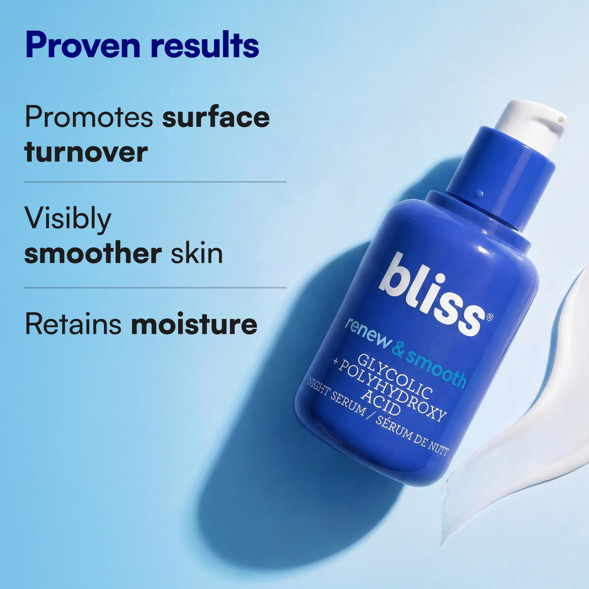 Bliss serum on nightstand with moisturizer showing integrated routine benefit