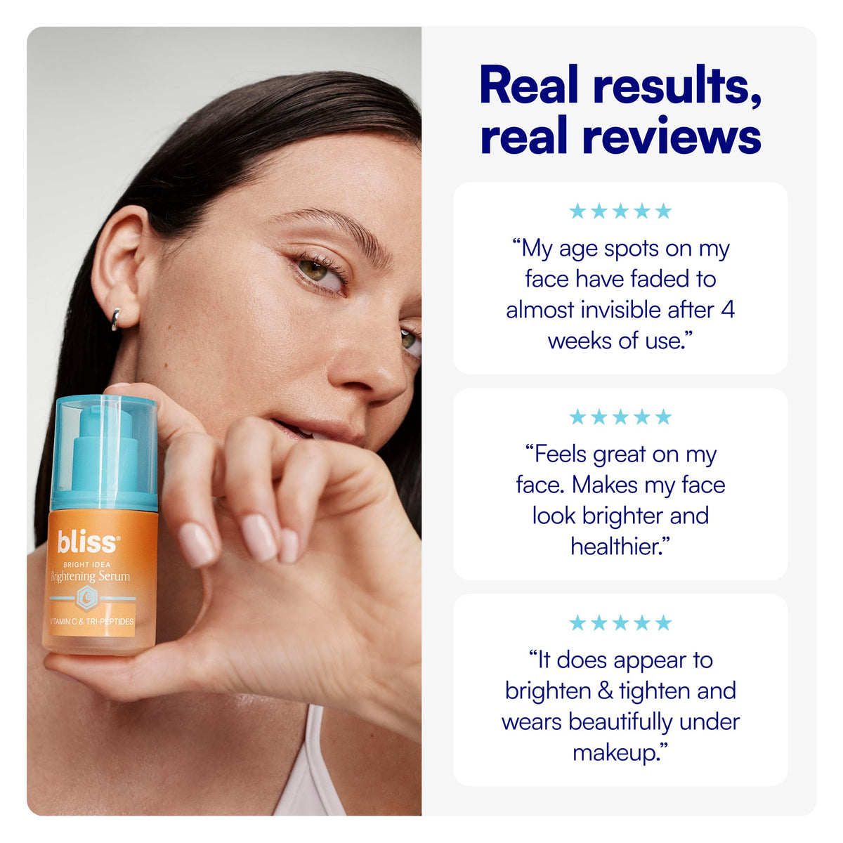 Person applying Bliss serum on cheek to show layering under moisturizer