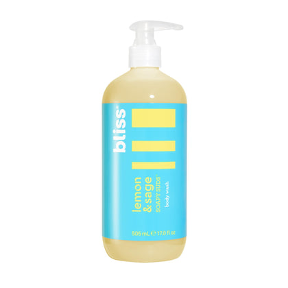 Bliss bottle front packaging showing Lemon and Sage scent and hydrating benefits