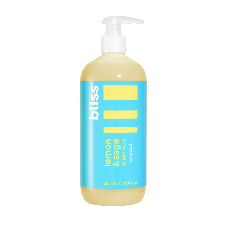 Bliss bottle front packaging showing Lemon and Sage scent and hydrating benefits