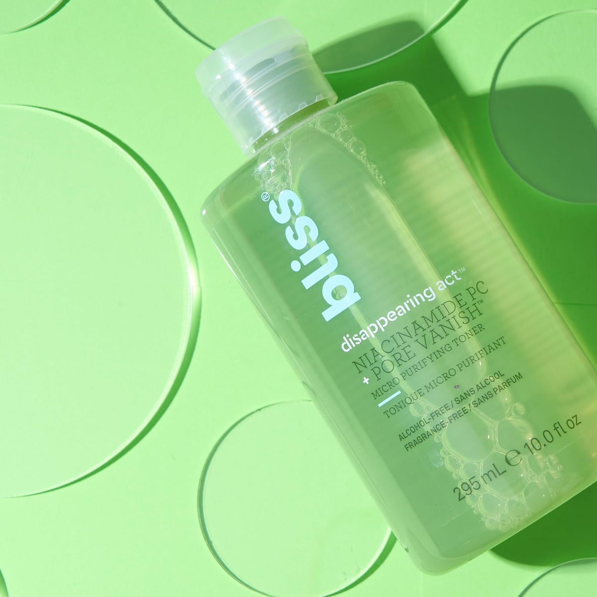 Bliss toner on bathroom counter as part of a daily skincare routine benefit
