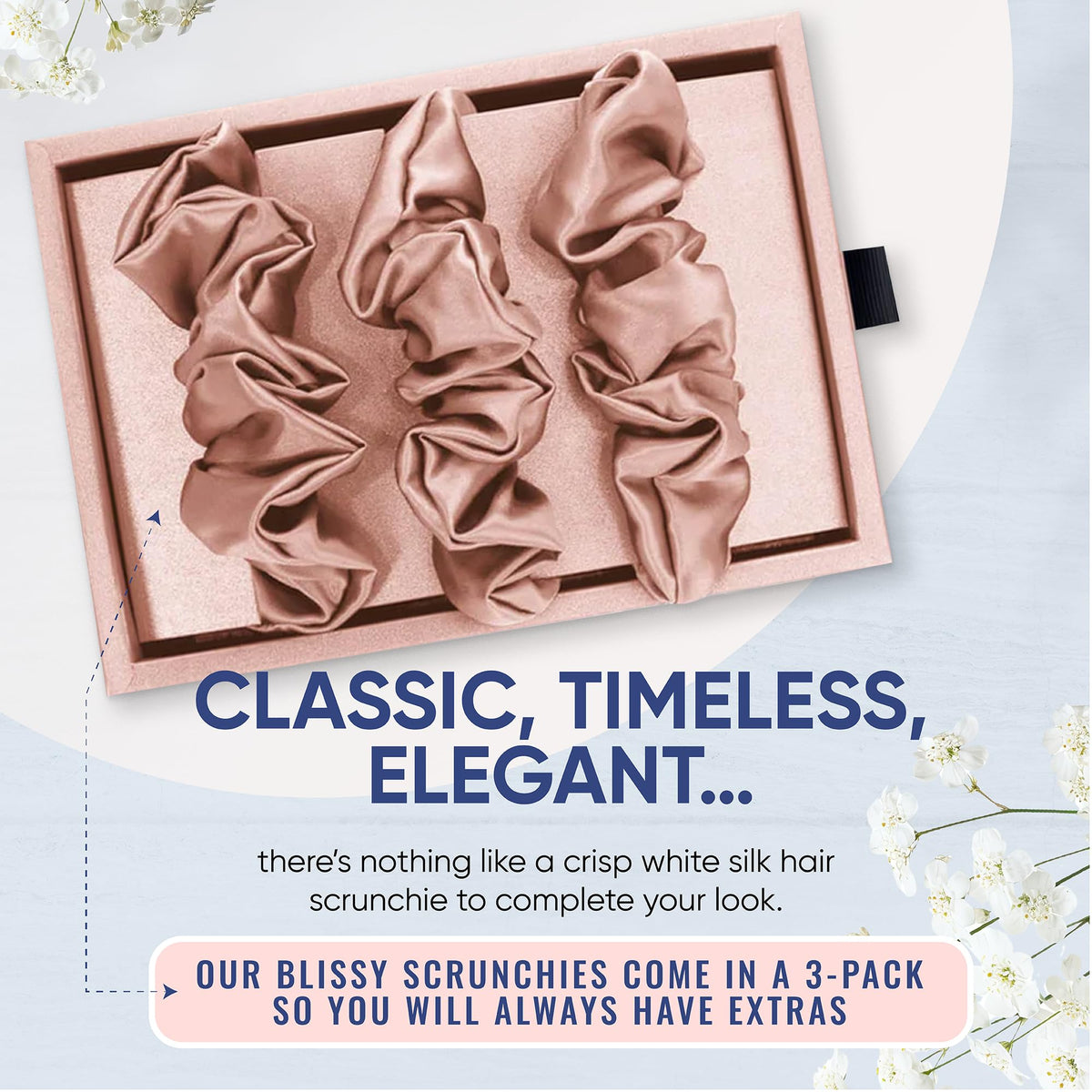BLISSY scrunchie used on pillow while sleeping illustrating hair protection benefit
