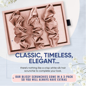 BLISSY scrunchie used on pillow while sleeping illustrating hair protection benefit