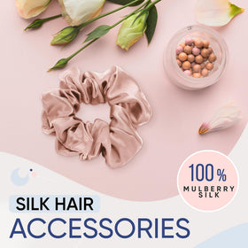 BLISSY scrunchie worn in ponytail showing secure gentle hold without creasing
