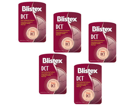 Blistex DCT front packaging showing five tubes, brand for convenient hydration